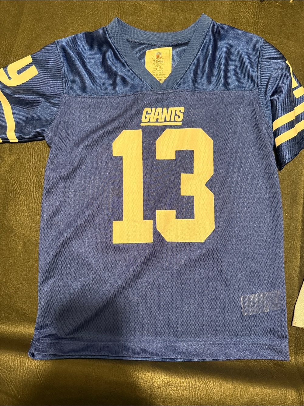Kids Giants #13 Navy & Gold Football Jersey